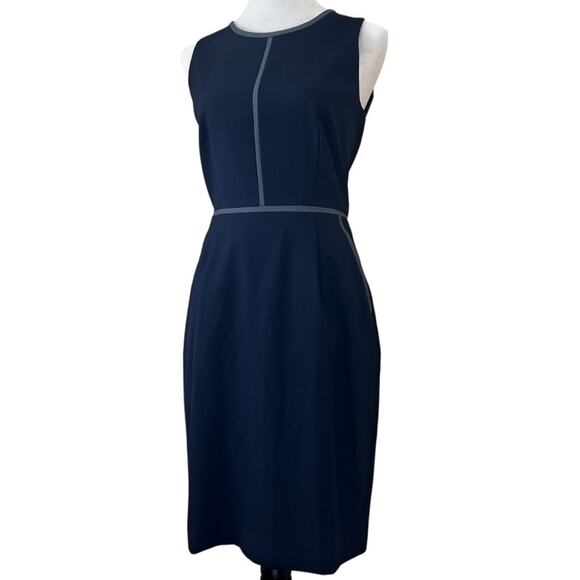J. Crew Dresses & Skirts - J.Crew 100% Wool Sheath Dress - Size 4 – Navy with Gray Trim - Pockets - Lined